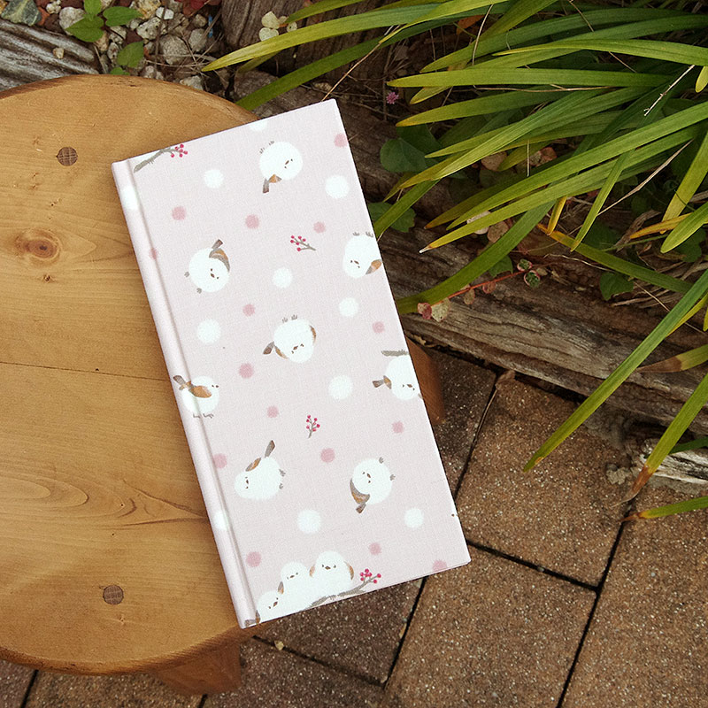 《ネコポス送料無料》 おみくじ帖/おみくじ帳 シマエナガと赤い実(グレー/水色/ピンク)