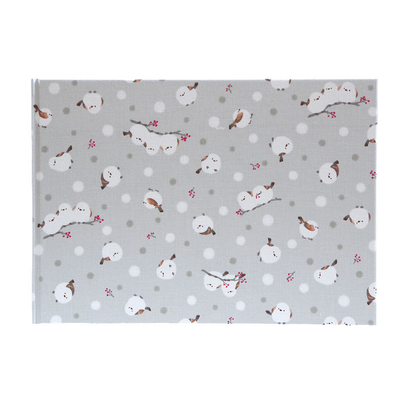 《ネコポス送料無料》 書き置き御朱印専用/見開きサイズ御朱印ホルダー/シマエナガと赤い実(ピンク/水色/グレー)