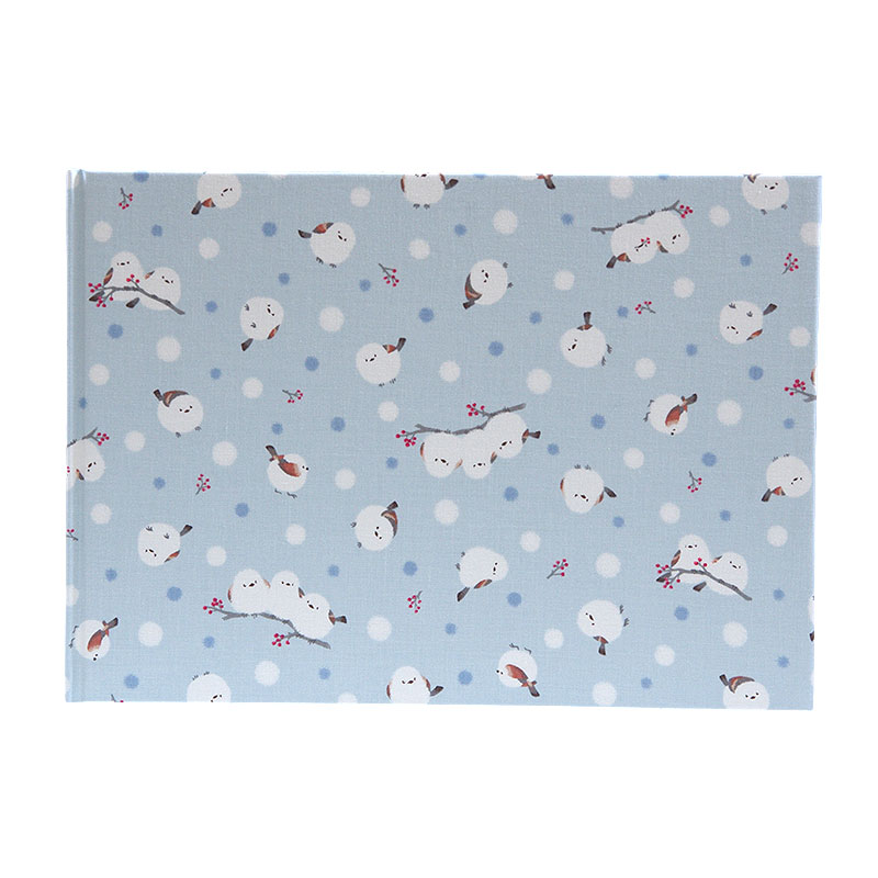 《ネコポス送料無料》 書き置き御朱印専用/見開きサイズ御朱印ホルダー/シマエナガと赤い実(ピンク/水色/グレー)