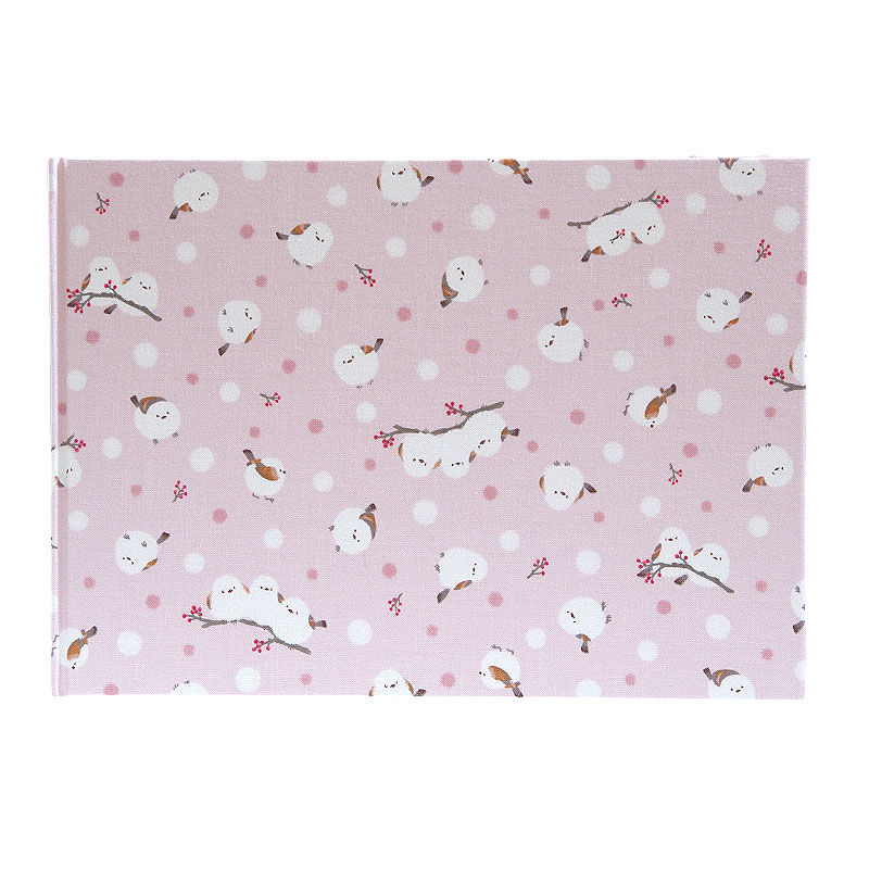 《ネコポス送料無料》 書き置き御朱印専用/見開きサイズ御朱印ホルダー/シマエナガと赤い実(ピンク/水色/グレー)