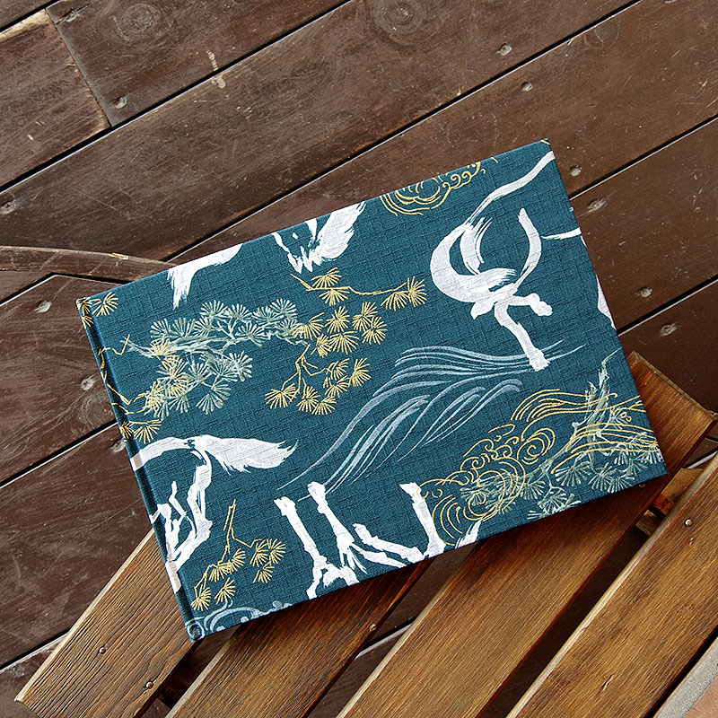 《ネコポス送料無料》 書き置き御朱印専用/見開きサイズ御朱印ホルダー/松と馬(白/緑)