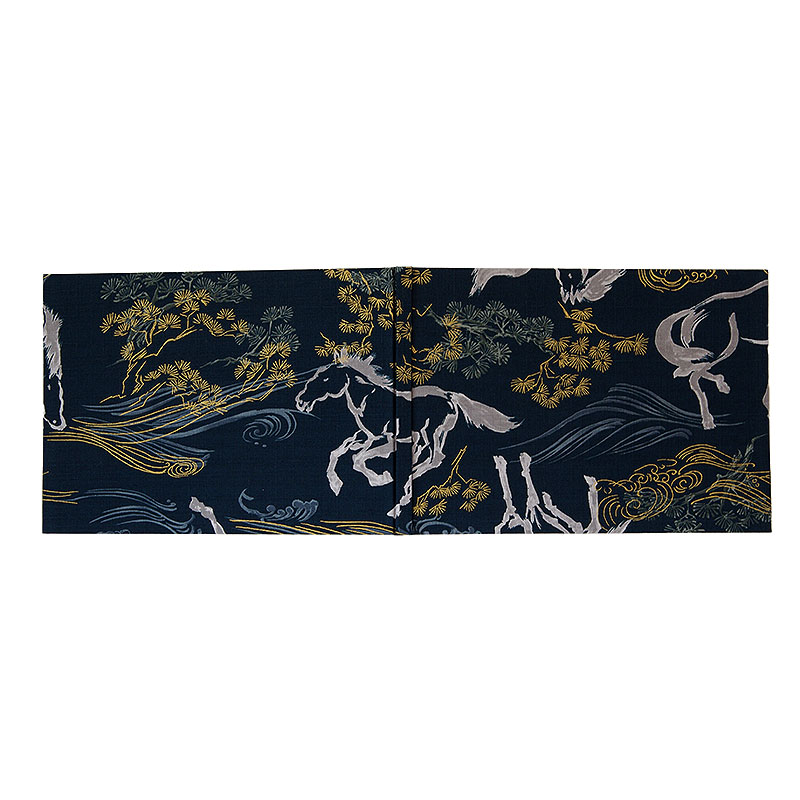 《ネコポス送料無料》 書き置き御朱印専用/見開きサイズ御朱印ホルダー/松と馬(白/緑)