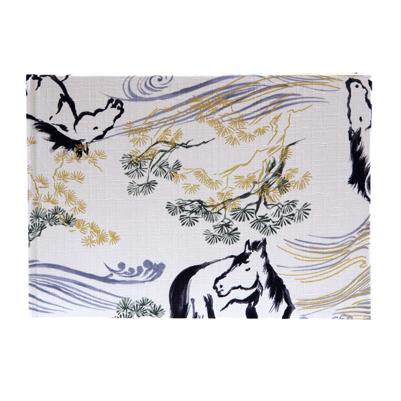 《ネコポス送料無料》 書き置き御朱印専用/見開きサイズ御朱印ホルダー/松と馬(白/緑)