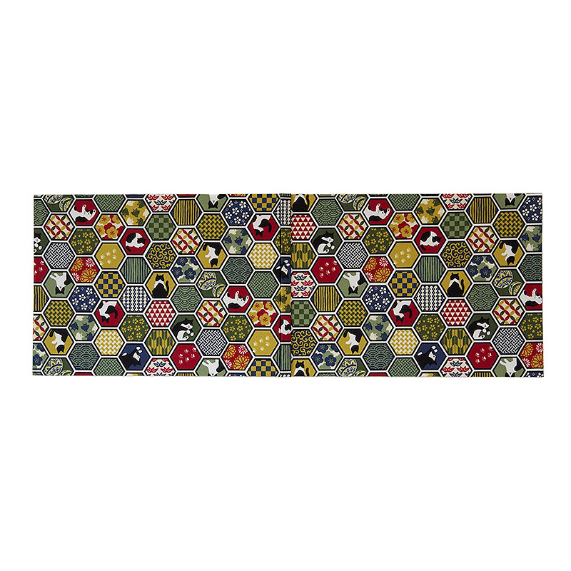 《ネコポス送料無料》 書き置き御朱印専用/見開きサイズ御朱印ホルダー/ハチワレ猫と亀甲伝統文様