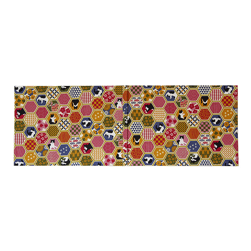 《ネコポス送料無料》 書き置き御朱印専用/見開きサイズ御朱印ホルダー/ハチワレ猫と亀甲伝統文様