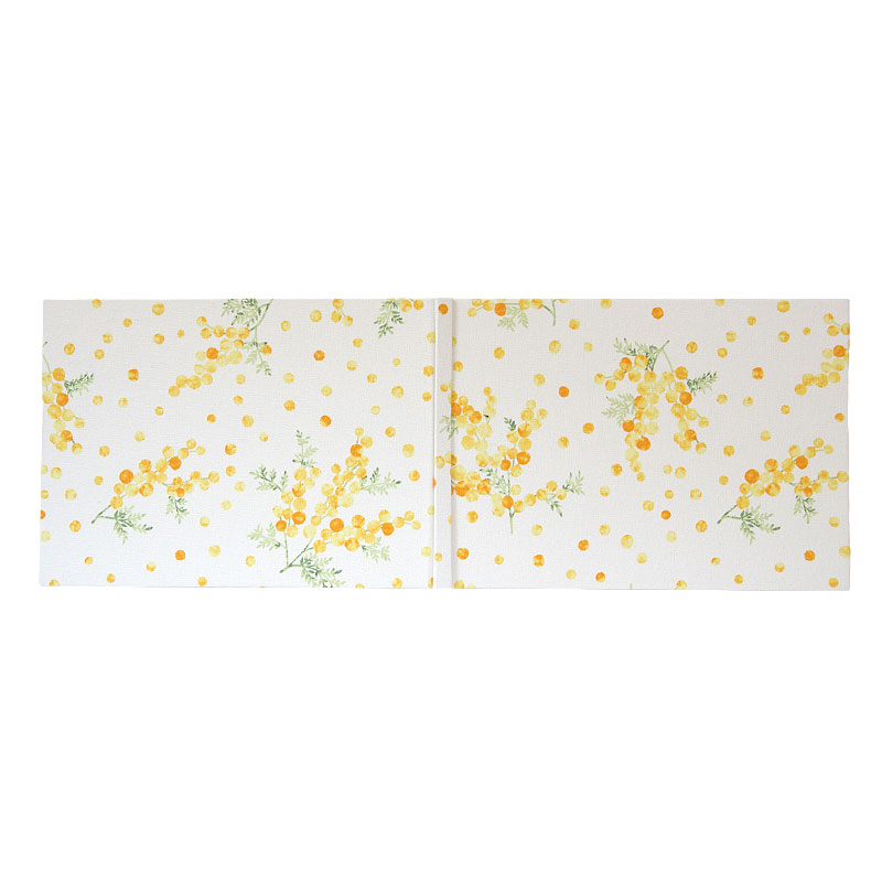 《ネコポス送料無料》 書き置き御朱印専用/見開きサイズ御朱印ホルダー/水彩風ミモザ(白/紺)