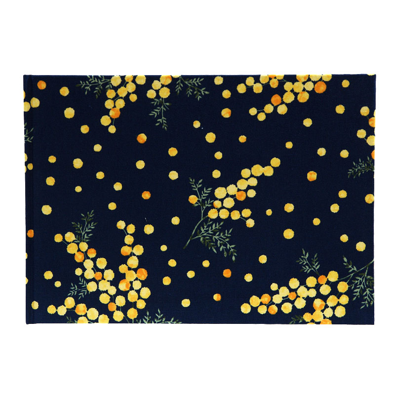 《ネコポス送料無料》 書き置き御朱印専用/見開きサイズ御朱印ホルダー/水彩風ミモザ(白/紺)