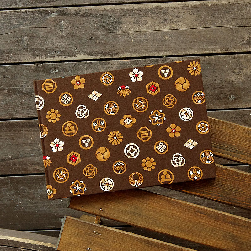 《ネコポス送料無料》 書き置き御朱印専用/見開きサイズ御朱印ホルダー/色付き家紋