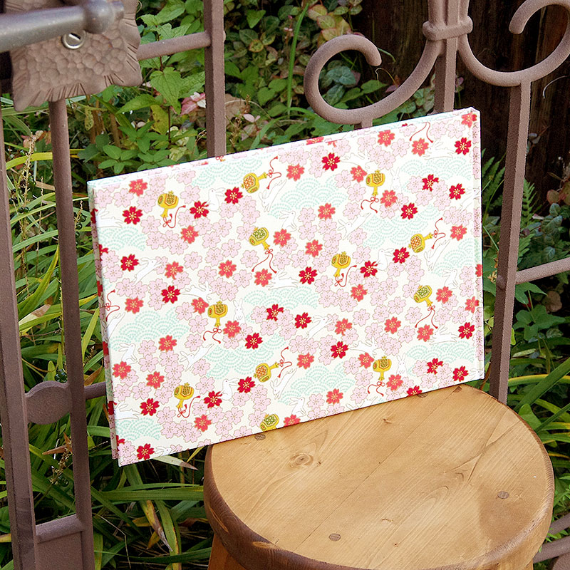 《ネコポス送料無料》 書き置き御朱印専用/見開きサイズ御朱印ホルダー/出雲うさぎ(キナリ/水色)