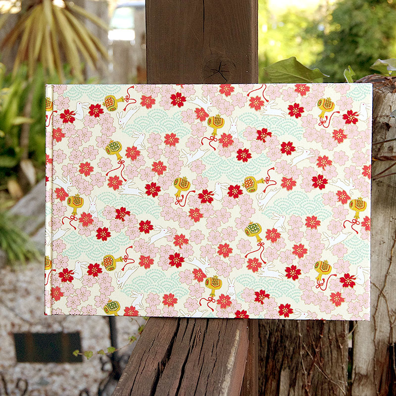 《ネコポス送料無料》 書き置き御朱印専用/見開きサイズ御朱印ホルダー/出雲うさぎ(キナリ/水色)