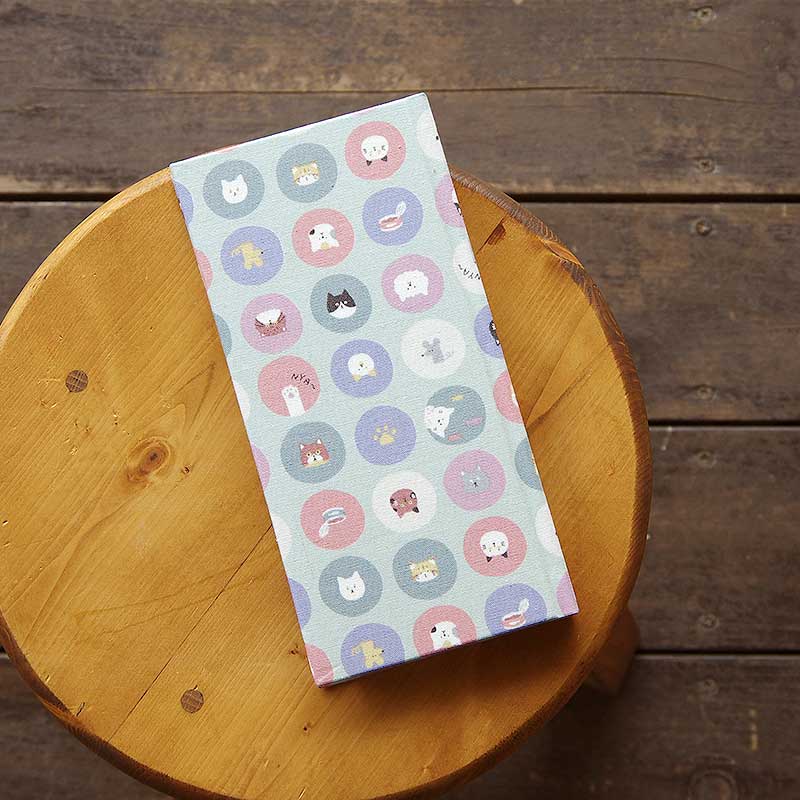 《ネコポス送料無料》 おみくじ帳/おみくじ帖　水玉猫さん(キナリ/水色)手帳 縁起 アルバム ノート 手帳 集め 収集 かっこいい 貼る