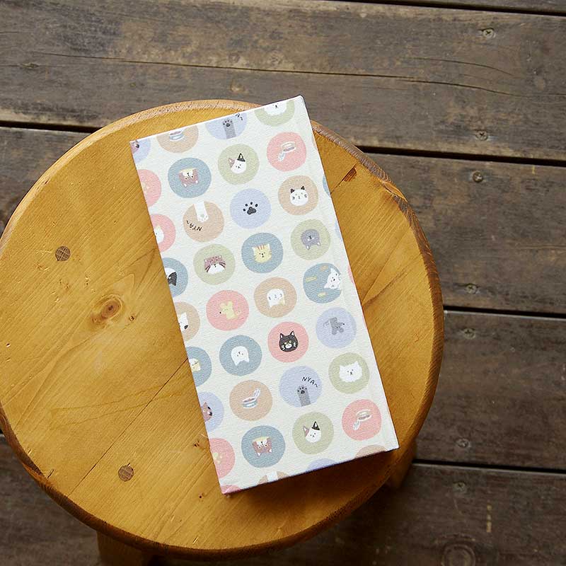 《ネコポス送料無料》 おみくじ帳/おみくじ帖　水玉猫さん(キナリ/水色)手帳 縁起 アルバム ノート 手帳 集め 収集 かっこいい 貼る