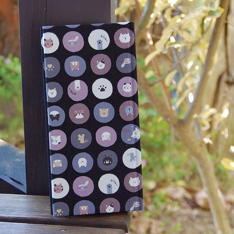 《ネコポス送料無料》 おみくじ帳/おみくじ帖　水玉猫さん(キナリ/水色)手帳 縁起 アルバム ノート 手帳 集め 収集 かっこいい 貼る