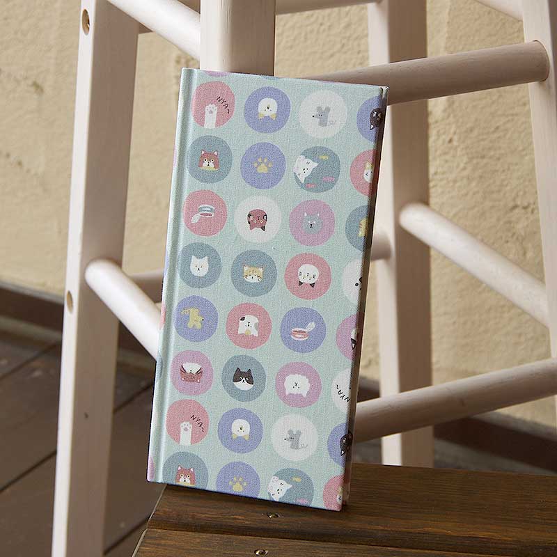 《ネコポス送料無料》 おみくじ帳/おみくじ帖　水玉猫さん(キナリ/水色)手帳 縁起 アルバム ノート 手帳 集め 収集 かっこいい 貼る