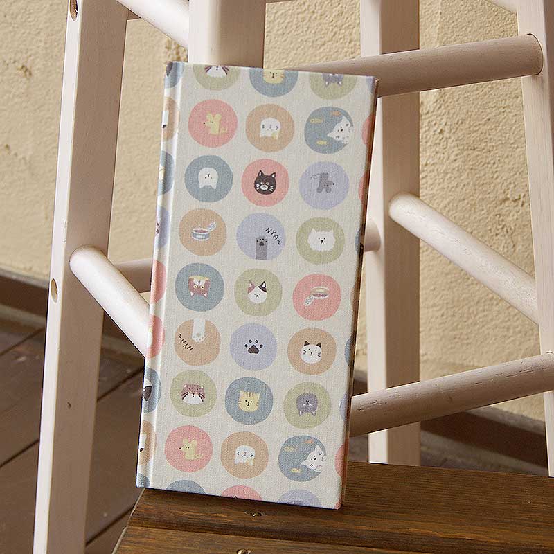 《ネコポス送料無料》 おみくじ帳/おみくじ帖　水玉猫さん(キナリ/水色)手帳 縁起 アルバム ノート 手帳 集め 収集 かっこいい 貼る