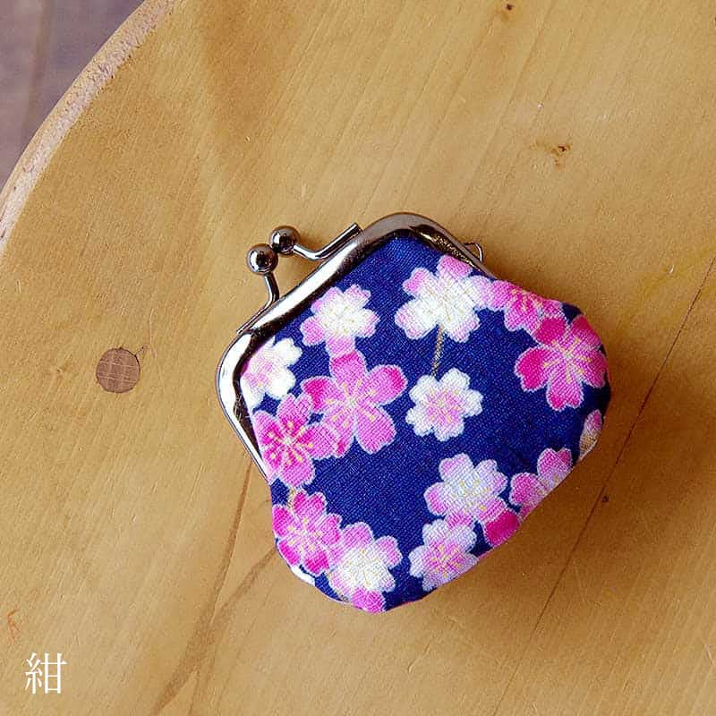 お賽銭用がま口財布/ 桜雲(紺/キナリ)