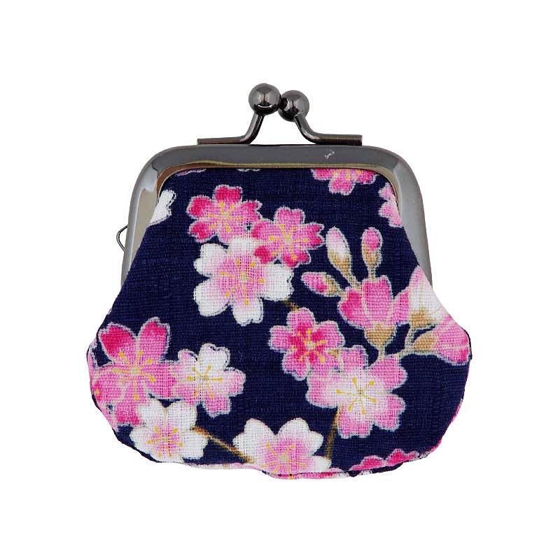 お賽銭用がま口財布/ 桜雲(紺/キナリ)