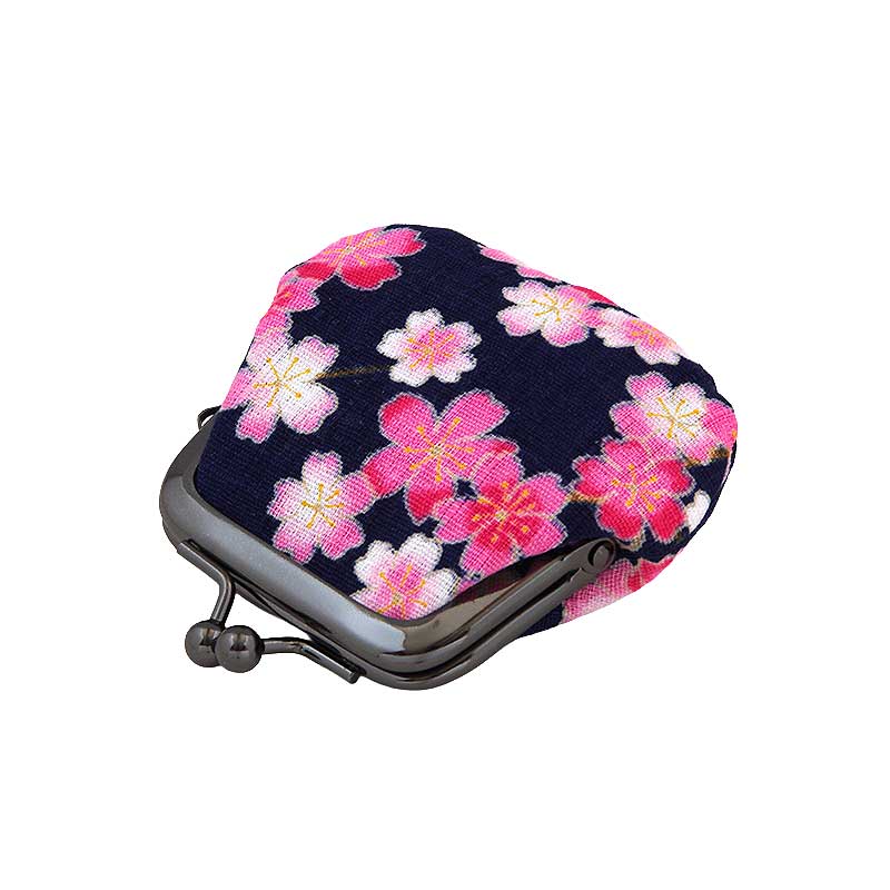 お賽銭用がま口財布/ 桜雲(紺/キナリ)