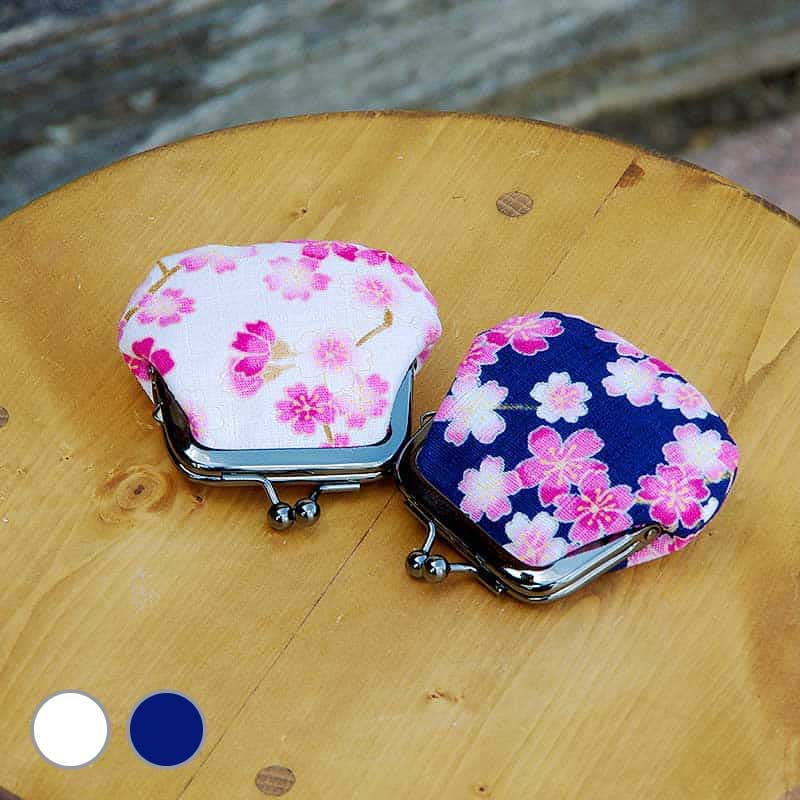 お賽銭用がま口財布/ 桜雲(紺/キナリ)