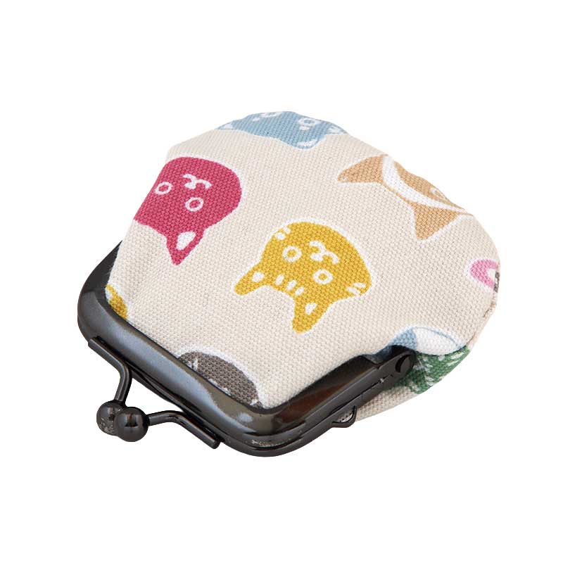 お賽銭用がま口財布/カラフル猫(キナリ)
