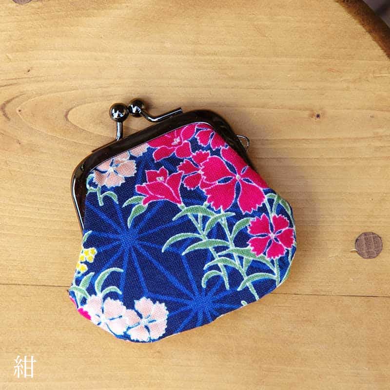 お賽銭用がま口財布/ 麻の葉撫子(紺/赤)