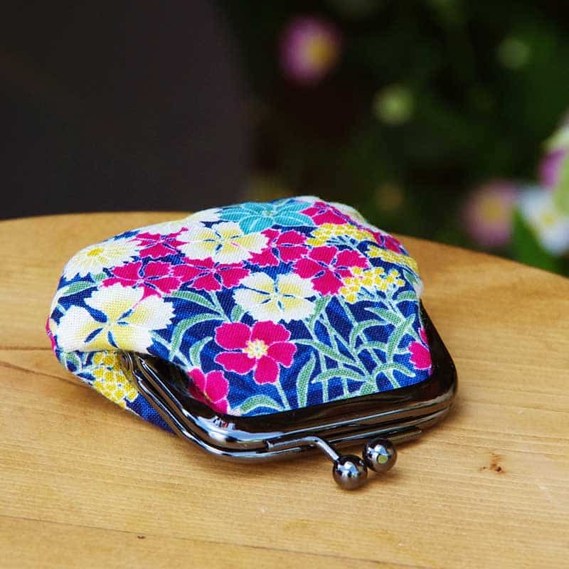 お賽銭用がま口財布/ 麻の葉撫子(紺/赤)