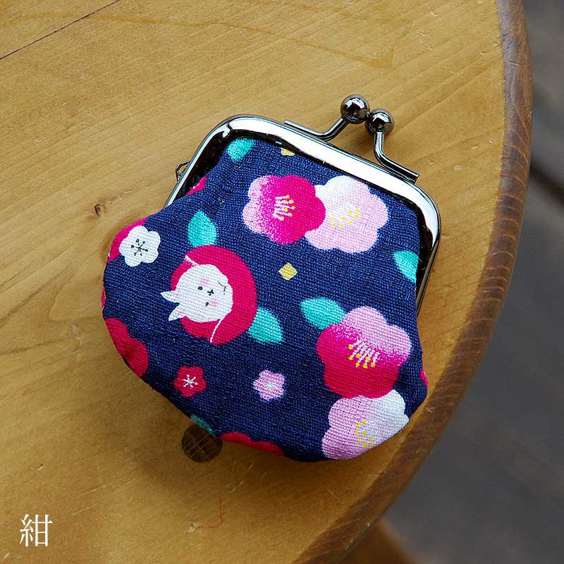 お賽銭用がま口財布/ 椿うさぎ(ベージュ/黒/紺)