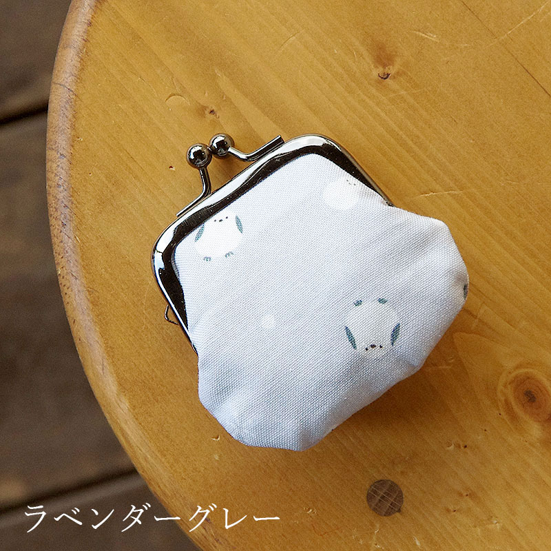 お賽銭用がま口/シマエナガと雪だるま(ラベンダーグレー/ライトブルー)