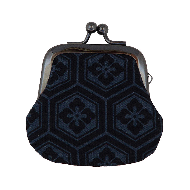 お賽銭用がま口/亀甲花菱(黒)