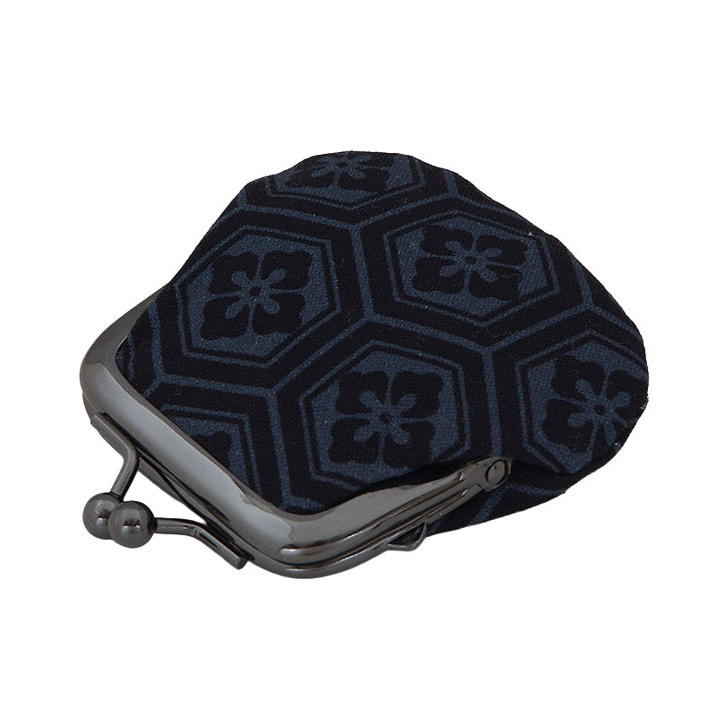 お賽銭用がま口/亀甲花菱(黒)