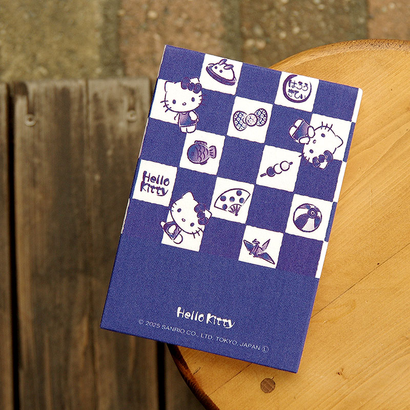 《ネコポス送料無料》 ハローキティ御朱印帳(藍染風市松)