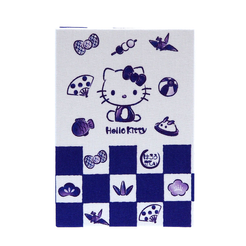 《ネコポス送料無料》 ハローキティ御朱印帳(藍染風市松)
