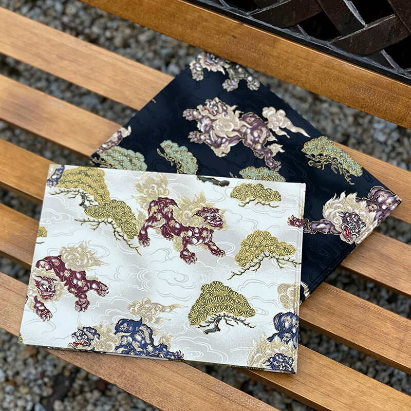 【書置き御朱印専用】 【見開きサイズ】御朱印ホルダー/金彩唐獅子(キナリ)【ネコポス送料無料】
