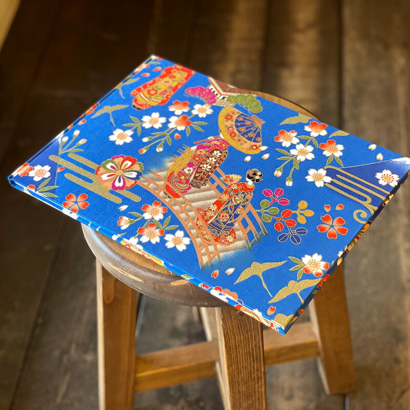 【書置き御朱印専用】 《ネコポス送料無料》【見開きサイズ】御朱印ホルダー/富士と舞妓さん(青)