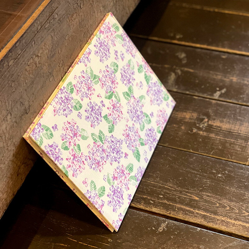 【書置き御朱印専用】 【見開きサイズ】御朱印ホルダー/紫陽花(キナリx紫)【ネコポス送料無料】