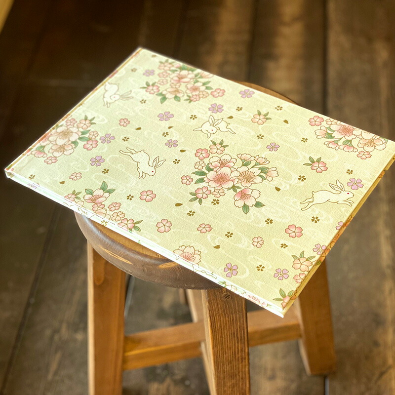【見開きサイズ】御朱印ホルダー/波桜うさぎ(キナリ)【クロネコゆうパケット送料無料】