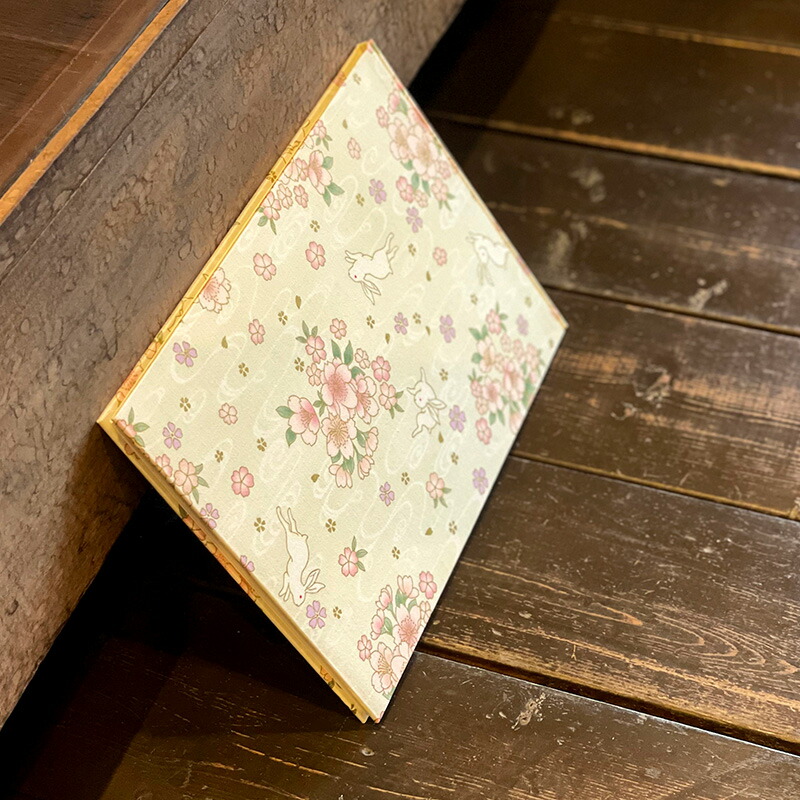 【見開きサイズ】御朱印ホルダー/波桜うさぎ(キナリ)【クロネコゆうパケット送料無料】