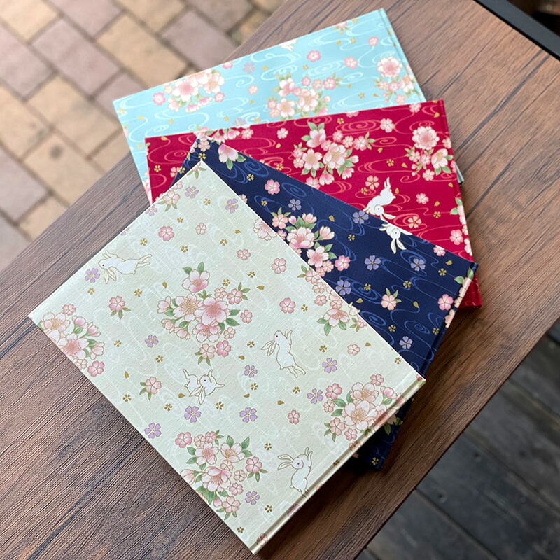 【書置き御朱印専用】 【見開きサイズ】御朱印ホルダー/波桜うさぎ(水色)【ネコポス送料無料】