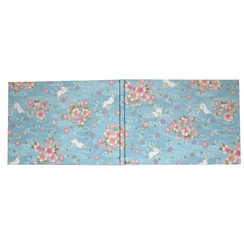 【書置き御朱印専用】 【見開きサイズ】御朱印ホルダー/波桜うさぎ(水色)【ネコポス送料無料】