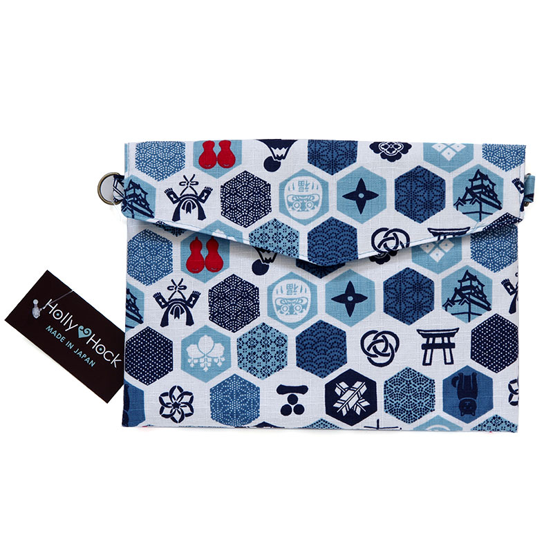 《ネコポス送料無料》【ショルダーストラップ対応】御朱印帳袋(御朱印帳ポーチ) /亀甲家紋和柄