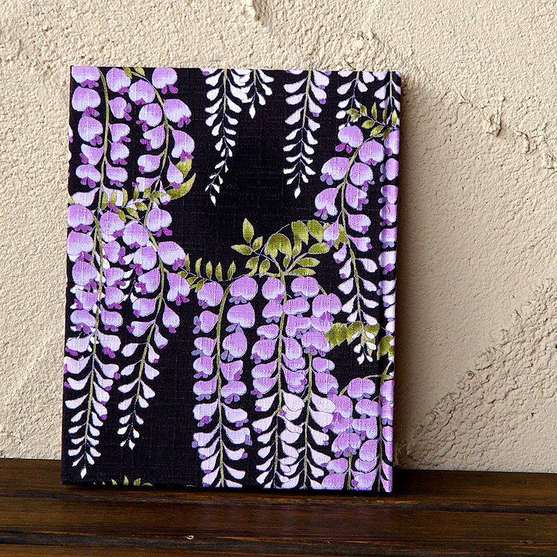 《ネコポス送料無料》 【書き置き御朱印専用】御朱印ホルダー/藤の花(黒)