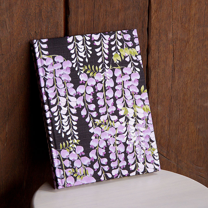 《ネコポス送料無料》 【書き置き御朱印専用】御朱印ホルダー/藤の花(黒)