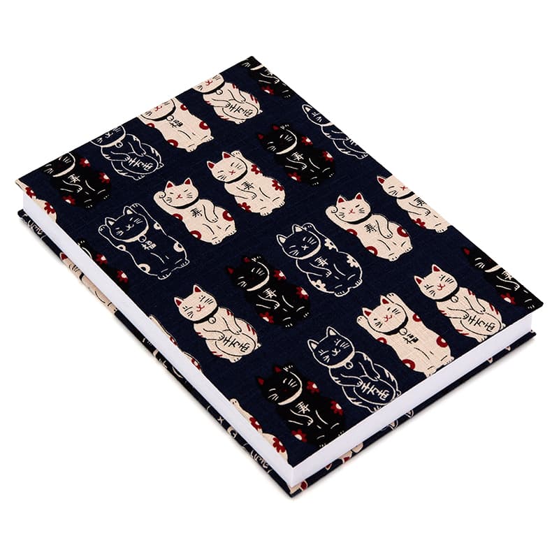 【三十三ヶ所納経帖】まねき猫(紺)ビニールカバー付 表題ラベル付 大判 蛇腹 /ネコポス送料無料