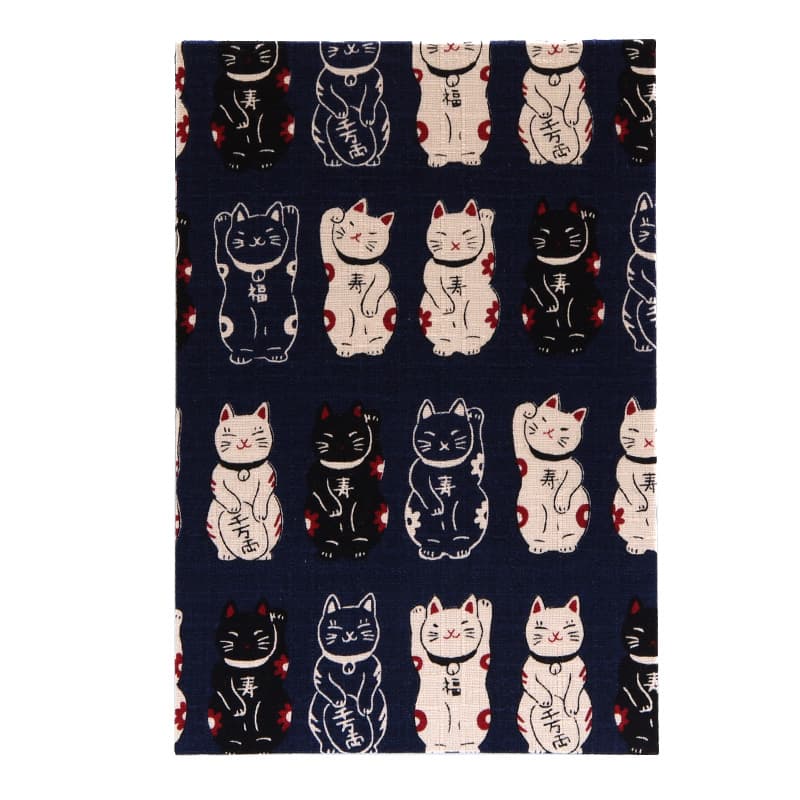 【三十三ヶ所納経帖】まねき猫(紺)ビニールカバー付 表題ラベル付 大判 蛇腹 /ネコポス送料無料