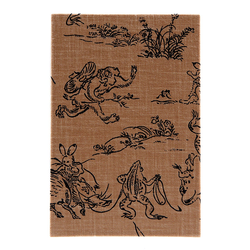 【八十八ヶ所納経帖】鳥獣戯画(薄茶)ビニールカバー付 表題ラベル付 大判 蛇腹