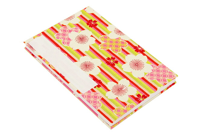 《メール便送料無料》【大判】御朱印帳(納経帖)  七宝縞桜(オレンジ)蛇腹