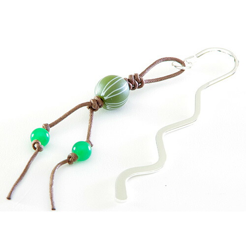 御朱印帳しおり【とんぼ玉】縞模様(抹茶)