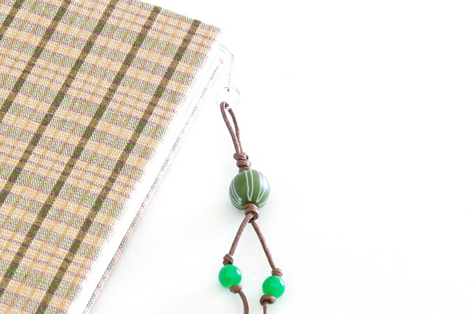 御朱印帳しおり【とんぼ玉】縞模様(抹茶)