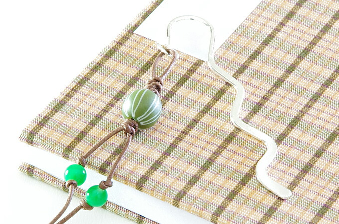 御朱印帳しおり【とんぼ玉】縞模様(抹茶)